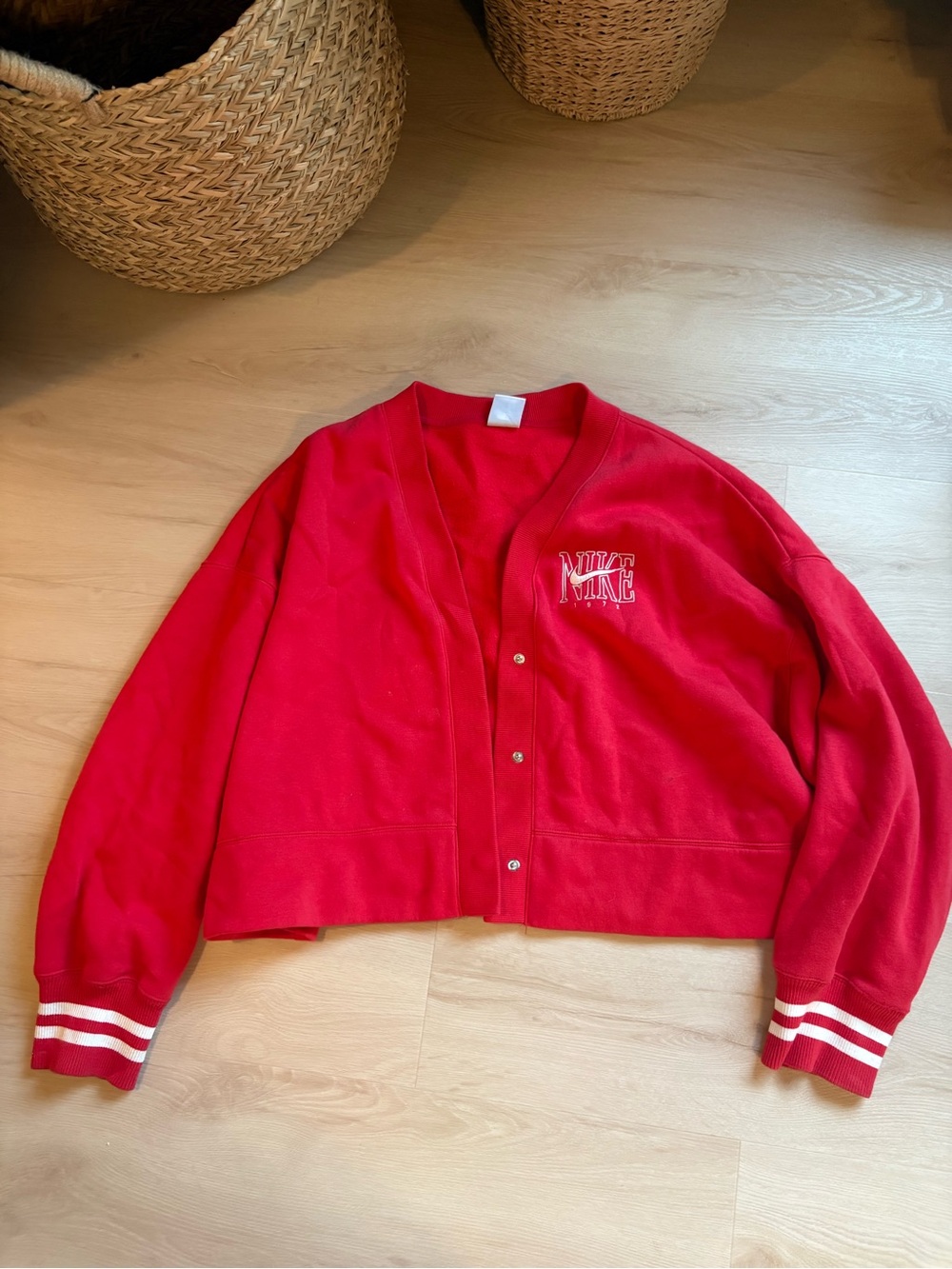 Nike Red Women's Button-Up Cardigan Sweater